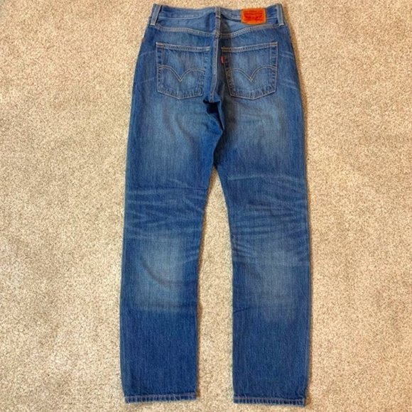 Levi's Denim - Men's LEVIS 501 Indigo BLUE Cotton DENIM Button Fly STRAIGHT LEG JEANS 2…